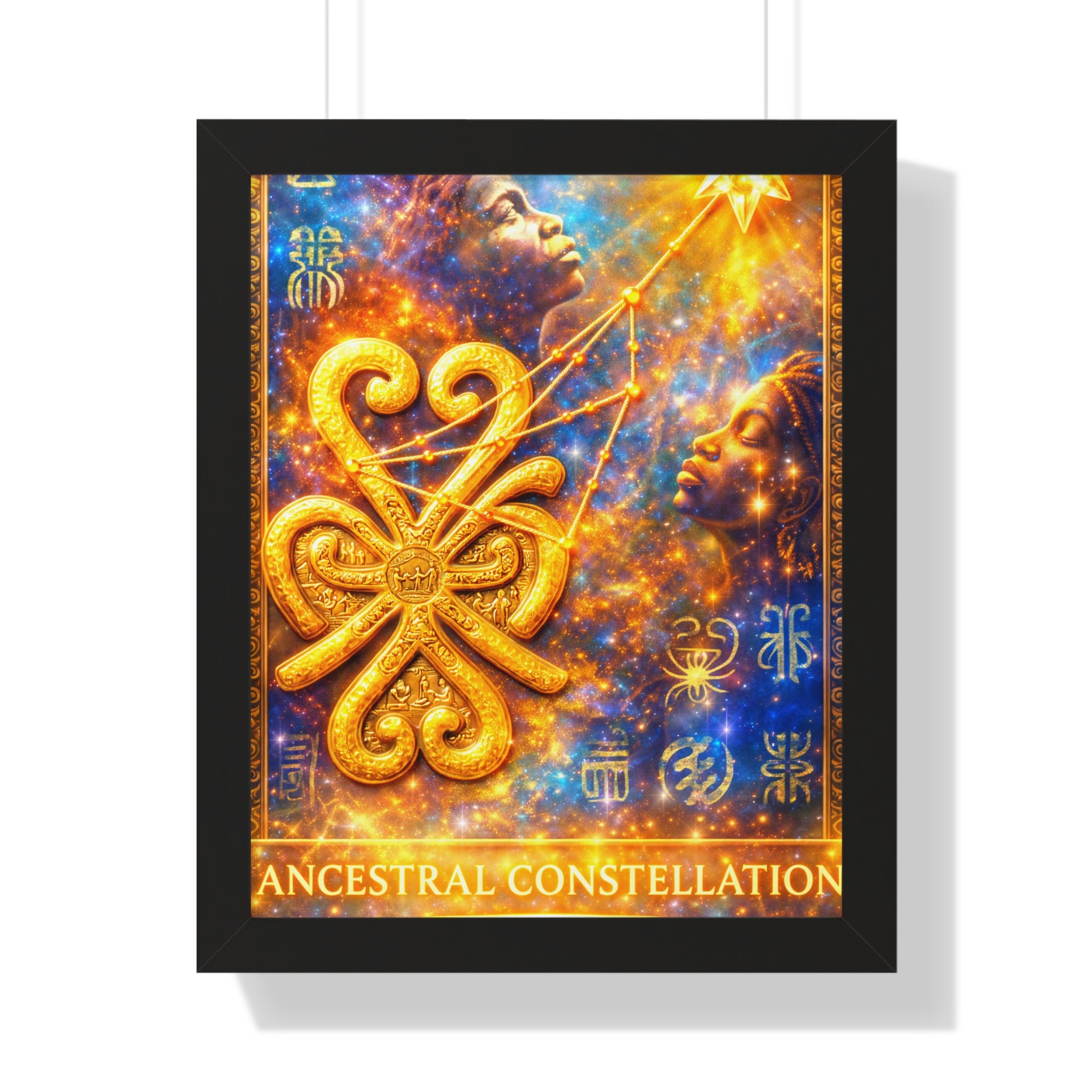 Ancestral Constellation – African Spiritual Symbolism Wall Art | Afrocentric Cosmic Heritage Poster