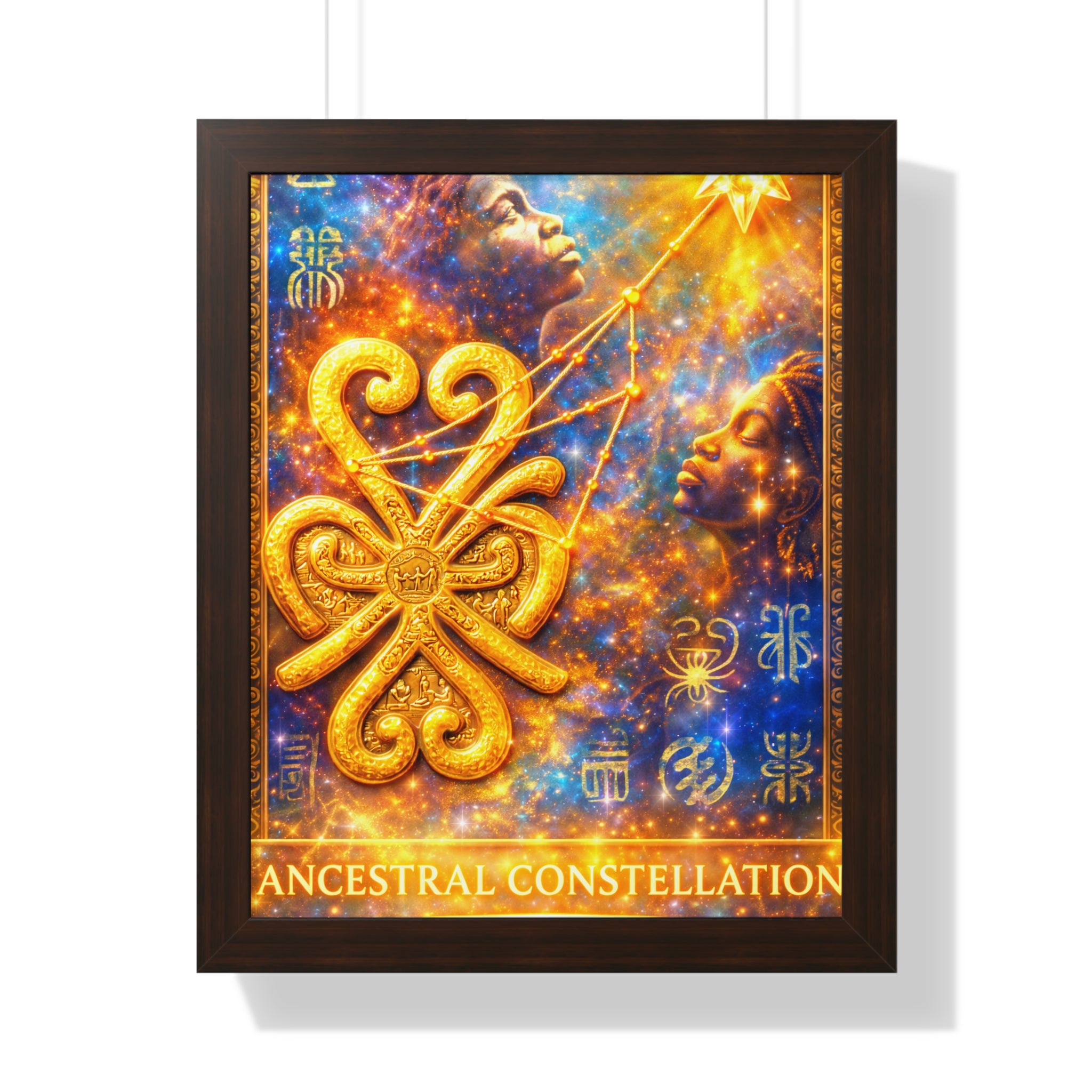 Ancestral Constellation – African Spiritual Symbolism Wall Art | Afrocentric Cosmic Heritage Poster
