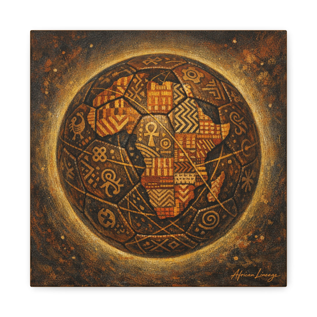 African Symbols Globe Canvas Art