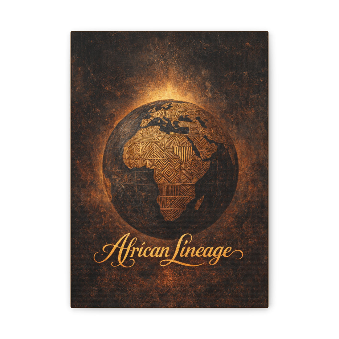 African Lineage Canvas Wall Art — Vintage Gold Earth Map Home Decor